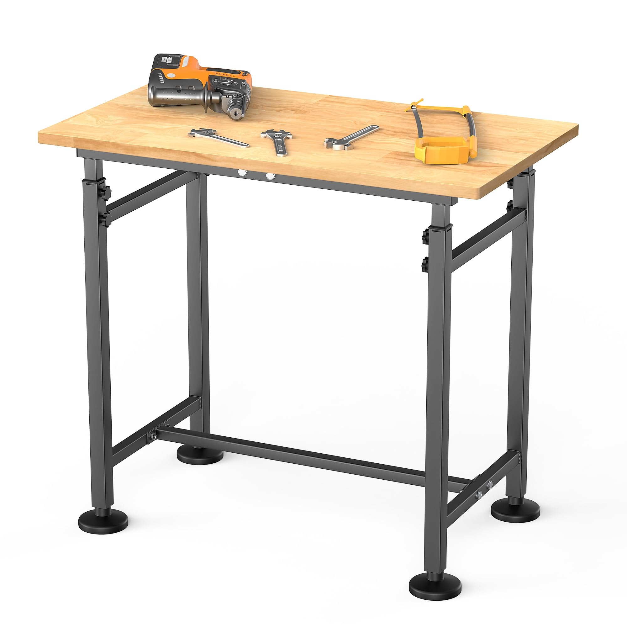 TORACK Adjustable Workbench with Rubberwood Top, 32